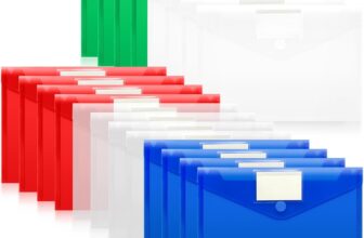 A4 Plastic Wallets 20 Pack, 5 Assorted Colour Document Folders, Waterproof Plastic Wallets