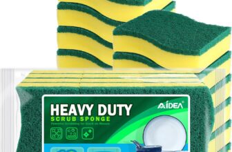AIDEA Heavy Duty Scrub Sponges Washing Up Pack of 12, Cleaning Scrub Sponge, Stink Free Dual-Sided Dishwashing Sponge, Effortless Cleaning Eco Scrub Pads for Dishes,Pots,Pans All at Once