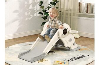 AIYAPLAY 3-in-1 Kids Slide with Hoop and Climber, Cream White