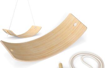 AIYAPLAY Kids Wooden Balance Board with Rope, Wooden Wobble Board with Felt, Curvy Swing Seesaw Outdoor Indoor Toy for Sensory Play, Sensory Play Equipment for Toddler 3-6 Years Old