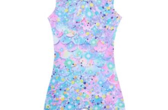 ALISISTER Sparkly Gymnastics Leotard with Shorts, Silver, 6-7Y