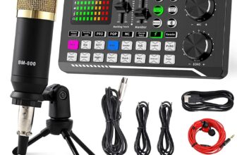 ALLWIN Streaming Microphone, Podcast Starter Kit USB Cardioid Condenser Soundboard Audio Mixer Kit With Sound Card Bundle for Streaming/Podcasting/Recording, Suitable for PC/Laptop/Phone/Pad