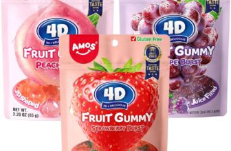 AMOS 4D Gummy Sweets, Fruit Burst Easter Sweet Candy Gift 3 Flavors (Strawberry & Peach & Grape), Center Fill Gums Candy, Chews Sweet Party 65G/Bag- 3Bags (3Bags-Mix Fruits-Strawberry & Peach & Grape)