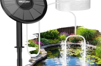 AMZtime Solar Pond Aerator, 3W Solar Air Pump for Pond with 2200mAh Battery, 2 Modes Integrated Solar Pond Oxygenator, Ultra-Quiet IP65 Waterproof for Garden Koi Fish Tank Hydroponics