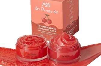 ANAiRUi Lip Scrub and Balm Set, Cherry Vitamin E Lip Glow Scrub & Lip Mask Overnight for Chapped Dry Cracked Peeling Lips, Lip Lines, Vegan Lip Treatment Products, Idea Valentines Day Gift