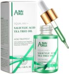 ANAiRUi Tea Tree Oil for Skin with Salicylic Acid & Squalane – Face Oil to Soothe Acne, Reduce Breakouts and Blemishes, Minimize Spots and Pores, 30ml
