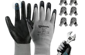 ANDANDA Work Gloves Nitrile Coated 6 Pack Non-Slip Grip Safety Gloves Size L