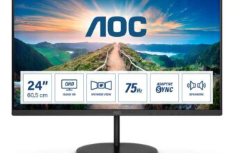 AOC Q24V4EA – 24 Inch QHD Monitor, 75Hz, 4ms, IPS, Adaptive Sync, Speakers
