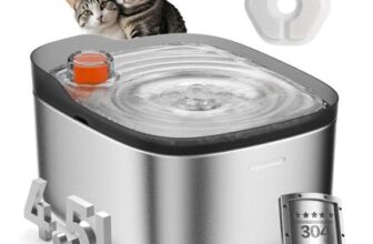 APETDOLA Cat Fountain Stainless Steel, Ultra-Quiet 4.5L, Dishwasher Safe