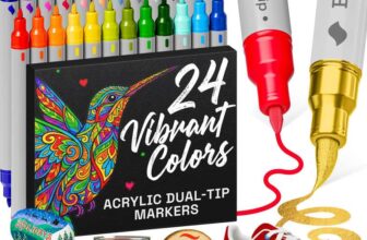ARTISTRO 24 Acrylic Paint Pens Dual Tip (Brush & Fine) Markers for Fabric, Canvas, Rock, Glass, Wood Sold by Artistro UK / FBA