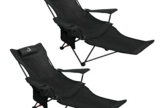 ARURU 2-in-1 Reclining Camping Chair, 2-Pack, Heavy-Duty 300lbs