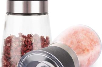 ASelected Salt and Pepper Grinder Set, Ceramic Glass Body (180ml)