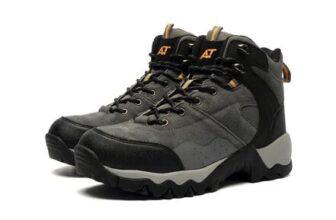 AT All Terrain Nebraska Mens Leather Hiking Boots Charcoal Grey / Black