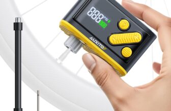 AUXITO Bike Pump,Mini Electric Bicycle Pump with Gauge 20s Fast Inflate,120PSI Portable Bike Tire Pump with Presta & Schrader Valve,Bike Accessories for Road Mountain Bike,E-Bike,Motorcycle(129g)