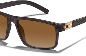 AVAWAY Vintage Polarised Mens Sunglasses for Women UV400 Protection Super Lightweight Rectangular TR90 Frame Glasses for Driving Fishing