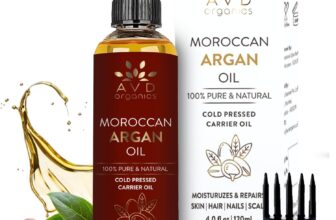 AVD Organics Argan Oil 120ml 100% Pure Moroccan Argan Oil for Hair, Skin & Nails Natural Hydrating & Nourishing Oil for Shine, Softness & Repair