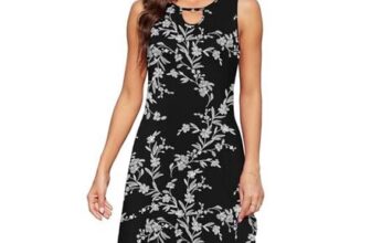 Actcat Womens Summer Boho Swing Mini Dress with Pockets