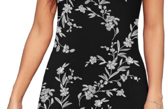 Actcat Womens Summer Casual Boho Swing Mini Dresses Chic Hollow Crewneck Beach Cover up Tshirt Dress with Pockets