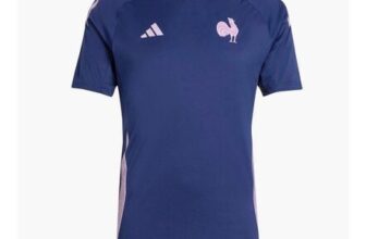 Adidas Mens FFR France Rugby Performance T-Shirt Dark Blue