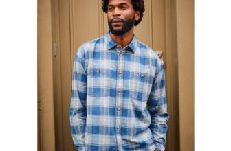 Afton Indigo Blue Long Sleeve Relaxed Fit Indigo Check Shirt