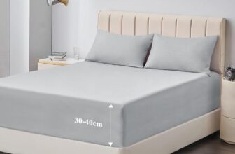 Aisbo King Size Fitted Sheet Grey – Extra Deep Pocket Bed Sheet 16 inch 40 cm – Microfiber Bottom Sheet, 150x200cm