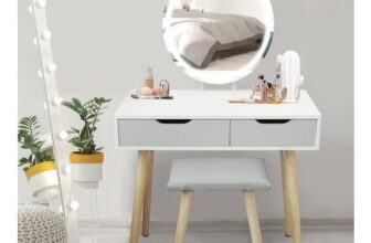 Alivio Hollywood Dressing Table Set with Stool and LED Mirror