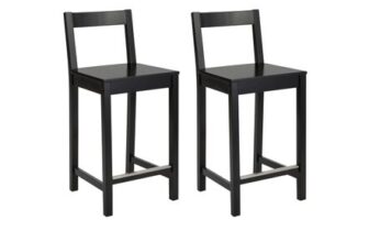 Amazon Basics 2 Black Wood Counter Stools with Backrest