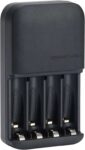 Amazon Basics Battery Charger for Rechargeable AA and AAA NiMh Batteries UK Plug, 4-Bay, Black
