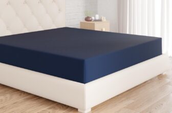 Amazon Basics Bedding Soft Microfibre Emperor Fitted Sheet with 12 inch (30 cm) Deep Pocket, 200 x 200 cm, Navy Blue