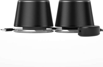 Amazon Basics Bluetooth and USB Computer Speakers with Blue Lighting, Black