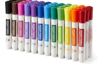 Amazon Basics Low-Odor Dry Erase Whiteboard Markers, 12 Assorted Colours, 36 Count