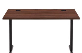 Amazon Basics Office Computer Desk, Walnut Desktop and Black Frame, Rectangular, Simple Assembly, 120 x 60 x 73.6 cm