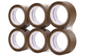 Amazon Basics Packaging Tape, 48mm x 66m, 0.046mm Thickness (6-Roll), Brown