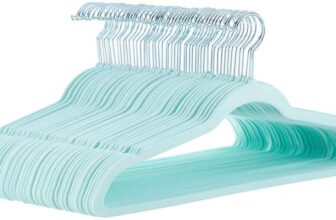 Amazon Basics Slim, Velvet, Non-Slip Suit Clothes Hangers, Mint Green/Silver – Pack of 50