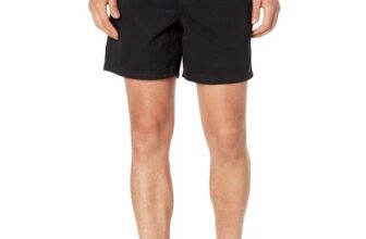 Amazon Essentials Mens 5 Drawstring Shorts – Black/Grey – Size M