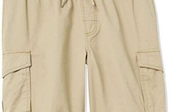 Amazon Essentials Mens 9 (23cm) Elastic Waist Cargo Shorts – Size XXL – Khaki Brown
