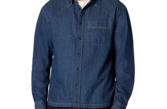 Amazon Essentials Mens (Demis Pick) Modern Oversized-Fit Denim Button-Down Shirt (Medium)