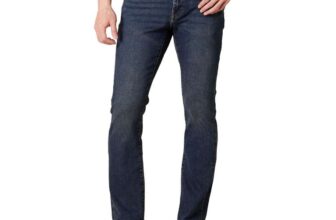 Amazon Essentials Mens Jeans, Slim Fit Stretch, Bootcut – Dark Wash, 31W 34L