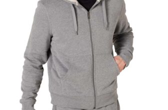 Amazon Essentials Mens Sherpa-Lined Full-Zip Fleece Hoodie – Light Grey Heather – Size Large
