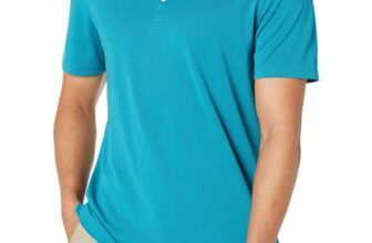 Amazon Essentials Mens Slim-Fit Quick-Dry Golf Polo Shirt – Teal Size L