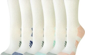 Amazon Essentials Womens Cushioned Breathable Athletic Performance Crew Socks