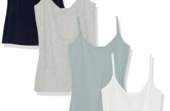 Amazon Essentials Womens Knitted V-Neck Layering Cami (Available in Plus Size), Pack of 4 S