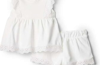 Amazon Essentials x Sofia Grainge Baby Girls 100% Cotton Eyelet Top & Shorts Play Set