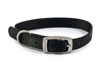 Ancol Viva Lightweight Dog Collar with Reflective Stitching – Black – Durable Weatherproof – 26-31cm / Size 2 – XS