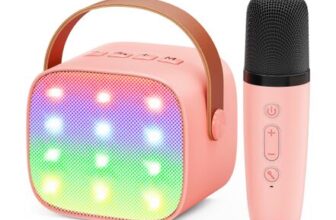 Ankuka Mini Karaoke Machine with Voice Changer (Pink)