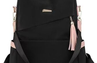 Anti-Theft Womens Backpack Lightweight Stylish Large-Capacity Convertible Shoulder Bag for Travel, Commuting, Outings, Black Pink
