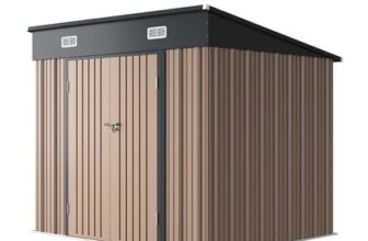 Aoxun 8×6 Ft Weatherproof Metal Garden Shed, 225x191x193 Cm