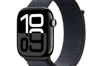 Apple Watch Series 10 GPS Cellular, 46mm Black Aluminium Case with Black Sport Loop