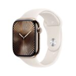 Apple Watch Series 10 GPS Cellular, 46mm Gold Titanium Case with Starlight Sports Band M/L or Stone Grey Sports Band S/M – Auto Discount