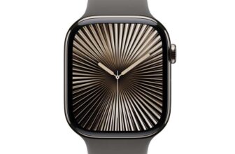 Apple Watch Series 10 GPS Cellular, 46mm Natural Titanium Case with Stone Grey Sports Band M/L